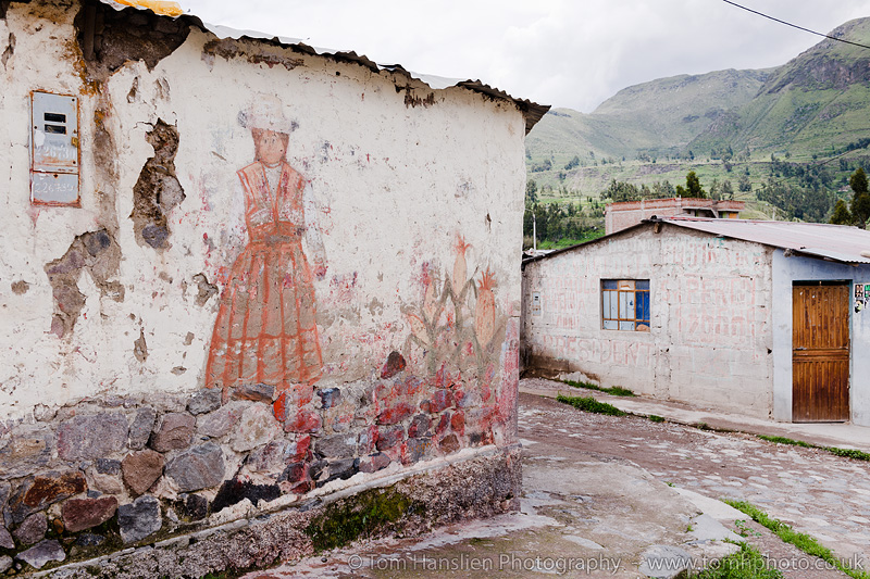 Inka streetart in Maca Village in the Colca Valley north of Arequipa.