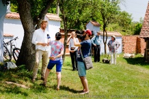 Oli being interviewed by Romanian television at Eugen's place in the village of Alțâna.